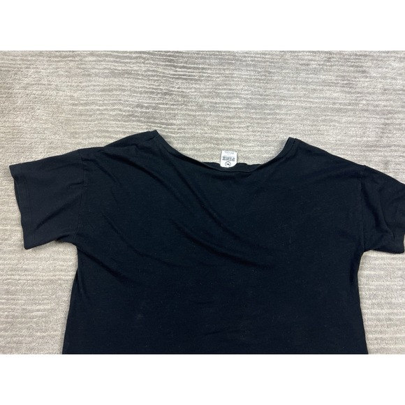 PINK Victorias Secret Cropped  Top Womens Small Black Tank Ribbed Cotton Blend - Picture 7 of 11